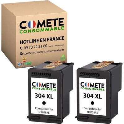 Cartouches d'encre noire HP 304 XL Comete - Pack de 2 - Publicité Cartouches d'encre noire HP 304 XL Comete - Pack de 2 - Publicité