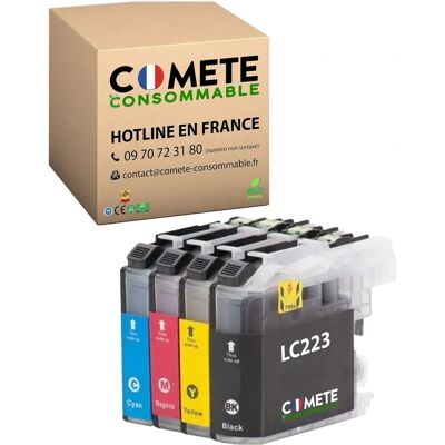 COMETE LC223 LC221 - Pack de 4 - Multicolores - Haute Capacité - Cartouches - Publicité COMETE LC223 LC221 - Pack de 4 - Multicolores - Haute Capacité - Cartouches - Publicité