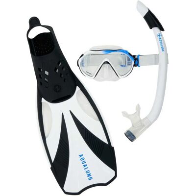 Conjunto de Snorkel Aqua Lung Compass - Blanco/Negro - M/L - Adulto Conjunto de Snorkel Aqua Lung Compass - Blanco/Negro - M/L - Adulto