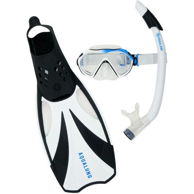 Conjunto de Snorkel Aqua Lung Compass - Grande - Negro/Blanco Conjunto de Snorkel Aqua Lung Compass - Grande - Negro/Blanco
