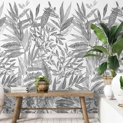 Hexoa Decor papier peint jungle - Noir et blanc - 159x280 - Papier peint - Publicité Hexoa Decor papier peint jungle - Noir et blanc - 159x280 - Papier peint - Publicité