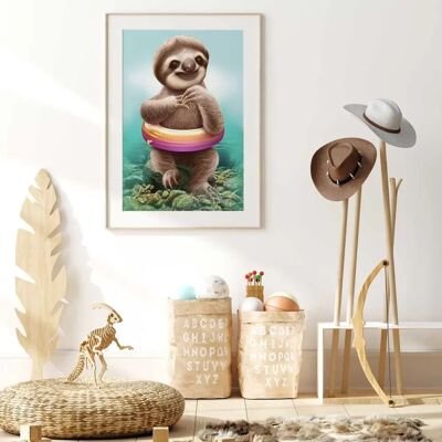 Affiche Hexoa Faultier Enfant 40x60 - Art mural pour enfants - Publicité Affiche Hexoa Faultier Enfant 40x60 - Art mural pour enfants - Publicité