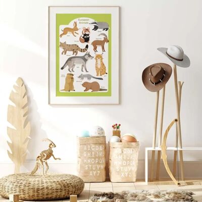 Affiche d'Animaux pour Enfants Hexoa - Multicolore Européen 40x60 - Publicité Affiche d'Animaux pour Enfants Hexoa - Multicolore Européen 40x60 - Publicité