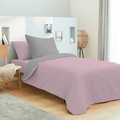 Ensemble de Literie Réversible en Coton Univers Decor - Gris/Rose - 4pcs - Publicité Ensemble de Literie Réversible en Coton Univers Decor - Gris/Rose - 4pcs - Publicité