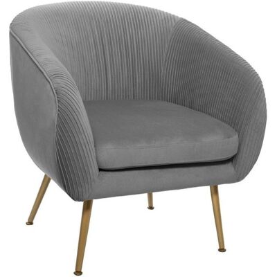 Atmosphera Solaro Gris Velours plissé Fauteuil - Publicité Atmosphera Solaro Gris Velours plissé Fauteuil - Publicité