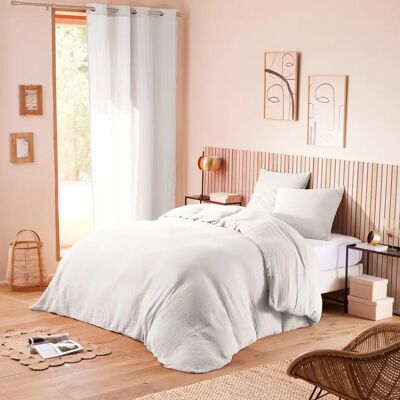Univers Decor Ensemble de housses de couette en gaze de coton Neige - Publicité Univers Decor Ensemble de housses de couette en gaze de coton Neige - Publicité