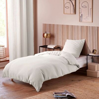 Univers Decor - Cotton Gauze - Neige - 140x200 - Ensemble de housses de couette - Publicité Univers Decor - Cotton Gauze - Neige - 140x200 - Ensemble de housses de couette - Publicité