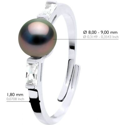 Ateliers Saint Germain Tahiti Parel Ring - Zwart Zilver - One Size Ateliers Saint Germain Tahiti Parel Ring - Zwart Zilver - One Size