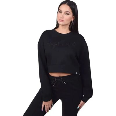 Project X Paris Schwarzes Cropped Oversized Sweatshirt - Sweatshirt Project X Paris Schwarzes Cropped Oversized Sweatshirt - Sweatshirt
