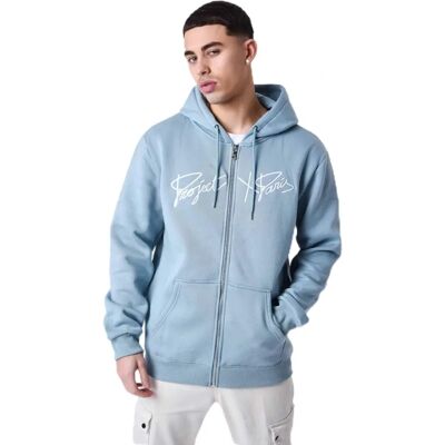 Project X Paris Blau-Grau Gestickter Kapuzenjacke Project X Paris Blau-Grau Gestickter Kapuzenjacke
