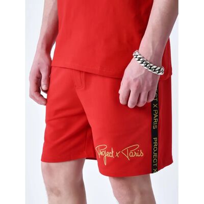 Shorts Rojos Project X Paris - Modelo L - Rayas Bordadas Shorts Rojos Project X Paris - Modelo L - Rayas Bordadas