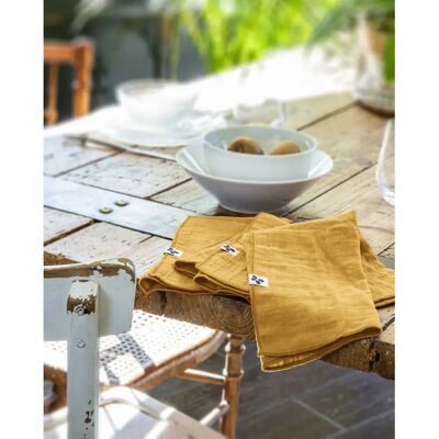 GAÏA Safran 3 Serviettes 40x40cm - Serviettes - Publicité GAÏA Safran 3 Serviettes 40x40cm - Serviettes - Publicité