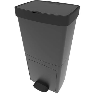 Contenitore rifiuti in plastica grigia Kitchen Move - 70 L - Doppio scomparto Contenitore rifiuti in plastica grigia Kitchen Move - 70 L - Doppio scomparto