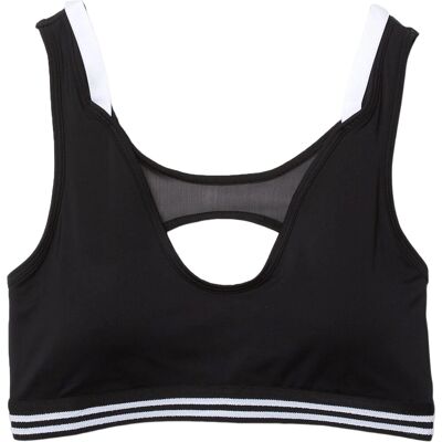 Lacoste - Contrast Accents And Cut-Outs Sports Bra - black/white/black - S Lacoste - Contrast Accents And Cut-Outs Sports Bra - black/white/black - S