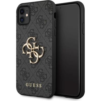 Pouzdro iPhone 11 Guess - Šedé - Pevný kryt 4G velké kovové logo Pouzdro iPhone 11 Guess - Šedé - Pevný kryt 4G velké kovové logo