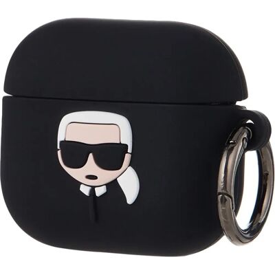 Coque en silicone pour AirPods 3 - Karl Lagerfeld - Noir - Étui de protection - Publicité Coque en silicone pour AirPods 3 - Karl Lagerfeld - Noir - Étui de protection - Publicité