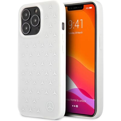 Mercedes-Benz iPhone 13 Pro Max Weiße Hartschale mit Silbersternen - Handyhülle Mercedes-Benz iPhone 13 Pro Max Weiße Hartschale mit Silbersternen - Handyhülle