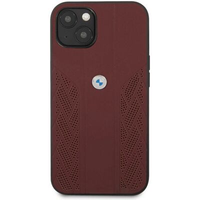 Étui Dur en Cuir Perforé Rouge pour iPhone 13 Mini - BMW - Publicité Étui Dur en Cuir Perforé Rouge pour iPhone 13 Mini - BMW - Publicité
