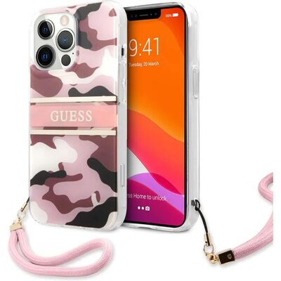 Coque Guess pour iPhone 13 Mini - Camouflage, Bords Surélevés - Publicité Coque Guess pour iPhone 13 Mini - Camouflage, Bords Surélevés - Publicité