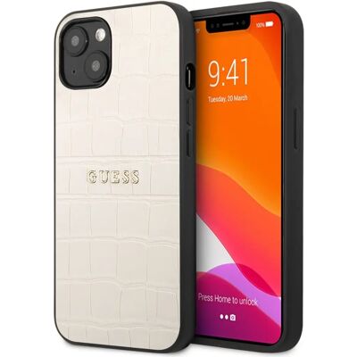 Étui Guess pour iPhone 13 - Résistant aux chocs - Croco Élégant - Beige - Publicité Étui Guess pour iPhone 13 - Résistant aux chocs - Croco Élégant - Beige - Publicité