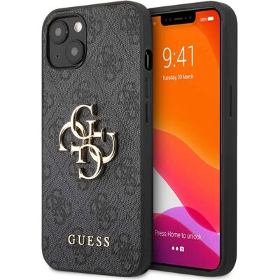 Coque Guess pour iPhone 13 14 15 - Logo métal gris 6.1 Coque Guess pour iPhone 13 14 15 - Logo métal gris 6.1
