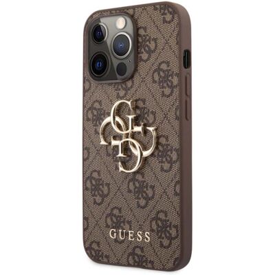 Guess iPhone 13 Pro Case met 4G patroon en bi-materiaal coating - Bruin Guess iPhone 13 Pro Case met 4G patroon en bi-materiaal coating - Bruin