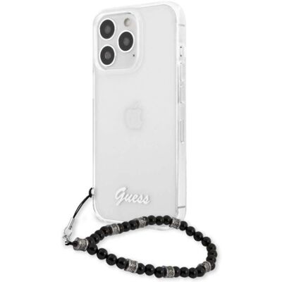 Coque Guess pour iPhone 13 Pro Max - Perle Noire - Coque dure transparente Coque Guess pour iPhone 13 Pro Max - Perle Noire - Coque dure transparente