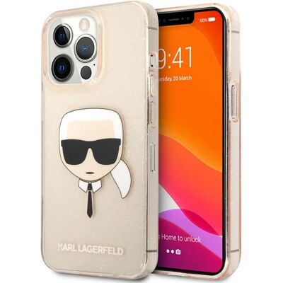 Karl Lagerfeld Tête de Karl Glitter - Coque iPhone 13 Pro Or Karl Lagerfeld Tête de Karl Glitter - Coque iPhone 13 Pro Or