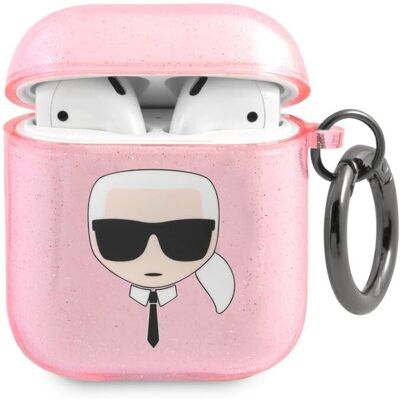 Karl Lagerfeld Rosa Glitter AirPods Hülle - Schutz & Stil Karl Lagerfeld Rosa Glitter AirPods Hülle - Schutz & Stil