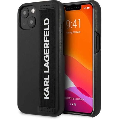 Coque iPhone 13 Karl Lagerfeld - Sangle élastique, Noir - Publicité Coque iPhone 13 Karl Lagerfeld - Sangle élastique, Noir - Publicité