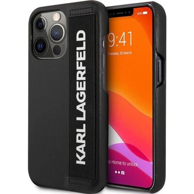 Coque Karl Lagerfeld pour iPhone 13 Pro - Lanière Élastique, Noir - Publicité Coque Karl Lagerfeld pour iPhone 13 Pro - Lanière Élastique, Noir - Publicité