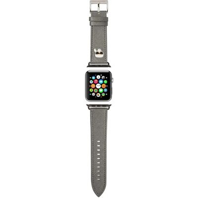 Karl Lagerfeld Saffiano Karl Head - Uhrenarmband für Apple Watch 42/44/45 mm - Silber Karl Lagerfeld Saffiano Karl Head - Uhrenarmband für Apple Watch 42/44/45 mm - Silber