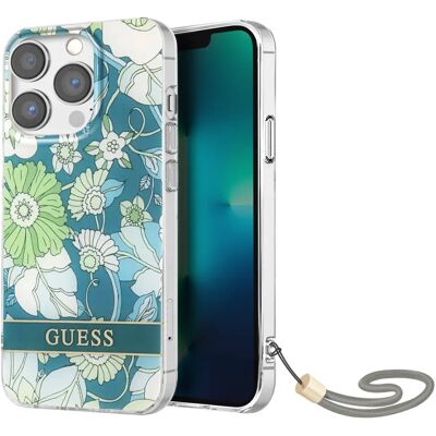Coque florale Guess iPhone 13 Pro - Design floral & bandoulière en nylon - Publicité Coque florale Guess iPhone 13 Pro - Design floral & bandoulière en nylon - Publicité