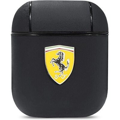 Ferrari Schwarzes Leder AirPods Hülle - Schutzcase Ferrari Schwarzes Leder AirPods Hülle - Schutzcase