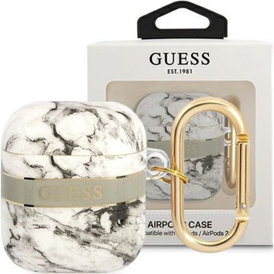 Guess Marmor AirPods Hülle - Grau, Stoßfest, Modisch Guess Marmor AirPods Hülle - Grau, Stoßfest, Modisch