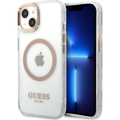 Guess Gold Outline iPhone 13 MagSafe Hülle - Schutz für Bildschirm & Kamera Guess Gold Outline iPhone 13 MagSafe Hülle - Schutz für Bildschirm & Kamera