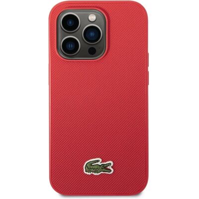 Lacoste iPhone 14 Pro Max Rote Texturierte Hülle Lacoste iPhone 14 Pro Max Rote Texturierte Hülle