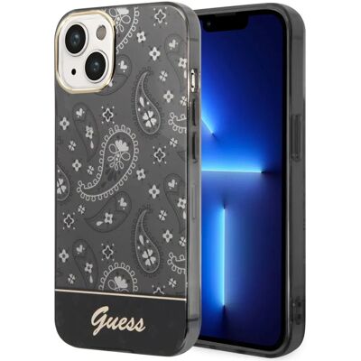 Guess iPhone 14 Plus Hülle - Paisley Muster Schwarz Guess iPhone 14 Plus Hülle - Paisley Muster Schwarz