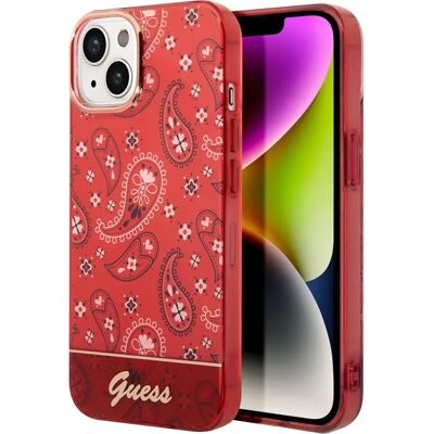 Coque GUESS Rouge Bandana pour iPhone 14 - Étui - Publicité Coque GUESS Rouge Bandana pour iPhone 14 - Étui - Publicité
