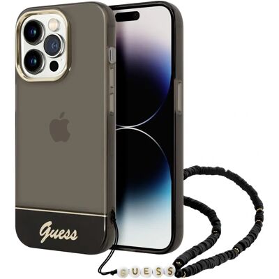 Coque Guess pour iPhone 14 Pro Max Noire Translucide avec Perle Coque Guess pour iPhone 14 Pro Max Noire Translucide avec Perle