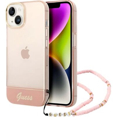 Coque Rose Guess pour iPhone 14 - Perle Translucide - Étui Téléphone - Publicité Coque Rose Guess pour iPhone 14 - Perle Translucide - Étui Téléphone - Publicité