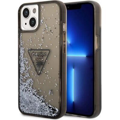 Etui Glitter Liquide Guess pour iPhone 14 - Noir, Palme, Protection Élégante - Publicité Etui Glitter Liquide Guess pour iPhone 14 - Noir, Palme, Protection Élégante - Publicité