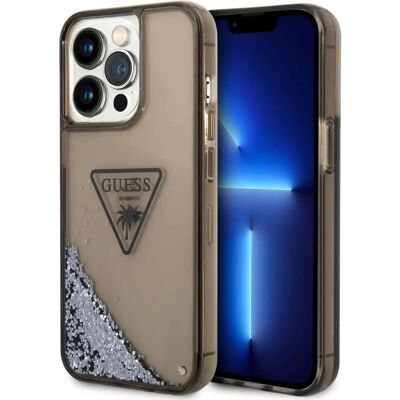 Guess iPhone 14 Pro Max Glitter Palm Case - Transparent Black Guess iPhone 14 Pro Max Glitter Palm Case - Transparent Black