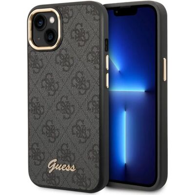 Guess iPhone 14 Plus Kunstleder Hülle - Vintage Gold Logo Guess iPhone 14 Plus Kunstleder Hülle - Vintage Gold Logo