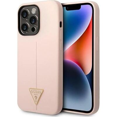 Guess iPhone 14 Pro Silikon Dreieck Hülle - Rosa Guess iPhone 14 Pro Silikon Dreieck Hülle - Rosa