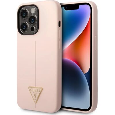 Coque en silicone rose Guess pour iPhone 14 Pro Max - Élégante et Résistante - Publicité Coque en silicone rose Guess pour iPhone 14 Pro Max - Élégante et Résistante - Publicité