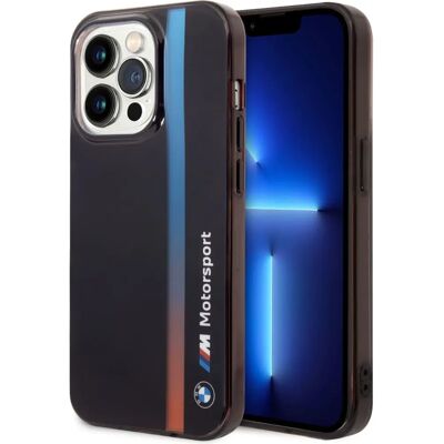 Coque BMW Modèle iPhone 14 Pro Tricolor Stripe - Noir Coque BMW Modèle iPhone 14 Pro Tricolor Stripe - Noir