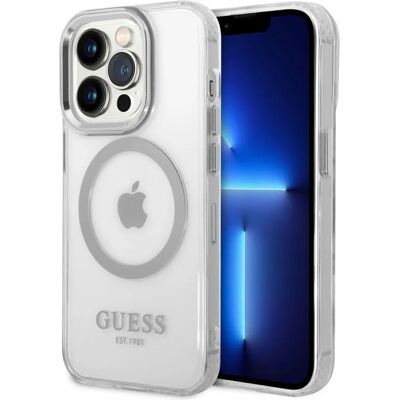 Guess Silber iPhone 14 Pro Hardcase - MagSafe Schutzcover Guess Silber iPhone 14 Pro Hardcase - MagSafe Schutzcover