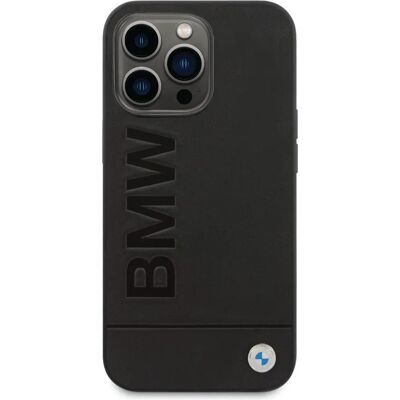 Coque BMW pour iPhone 14 Pro Max en Cuir Noir - Etui Rigide Coque BMW pour iPhone 14 Pro Max en Cuir Noir - Etui Rigide