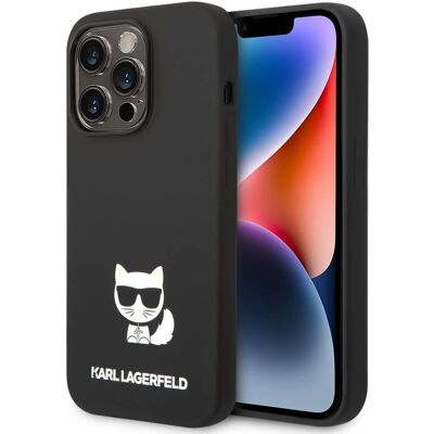 Coque en silicone Karl Lagerfeld pour iPhone 14 Pro, Logo Choupette, Noir Coque en silicone Karl Lagerfeld pour iPhone 14 Pro, Logo Choupette, Noir